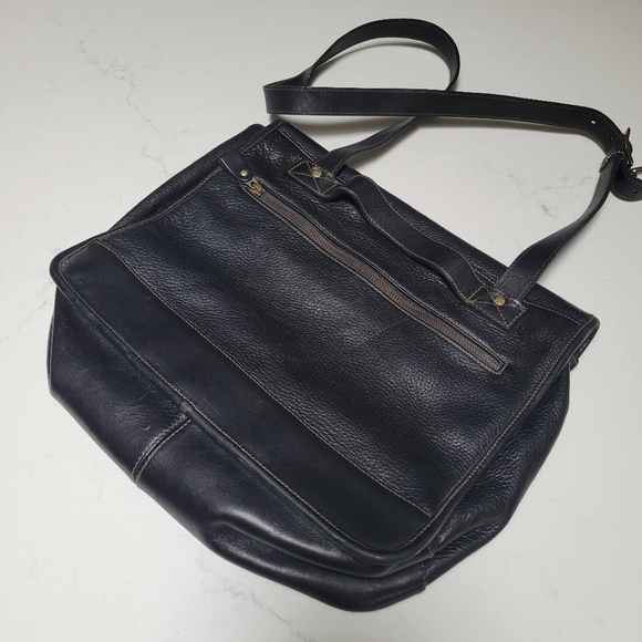 Vintage Fossil Black Leather Messenger Bag 75082 - Picture 6 of 12